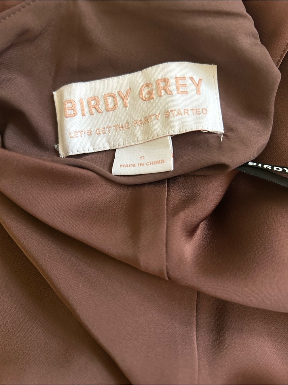 Birdy Grey One-Shoulder Brown Satin Dress - Picture 2 of 10